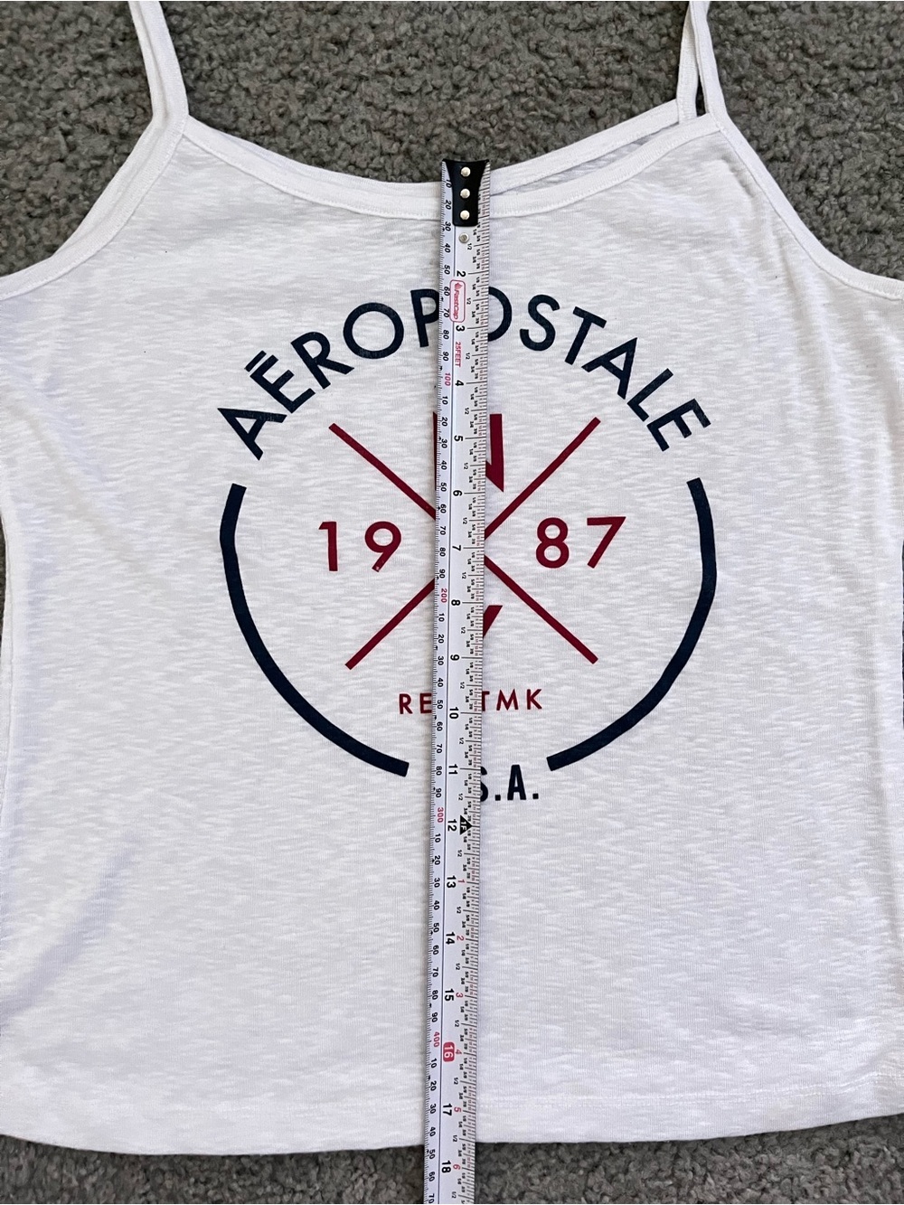 Aeropostale White Tank Top with Red & Navy Graphic - Picture 4 of 5